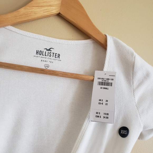 NWT Hollister White Faux Wrap Crossover Short Sleeve Crop Top - Picture 5 of 5